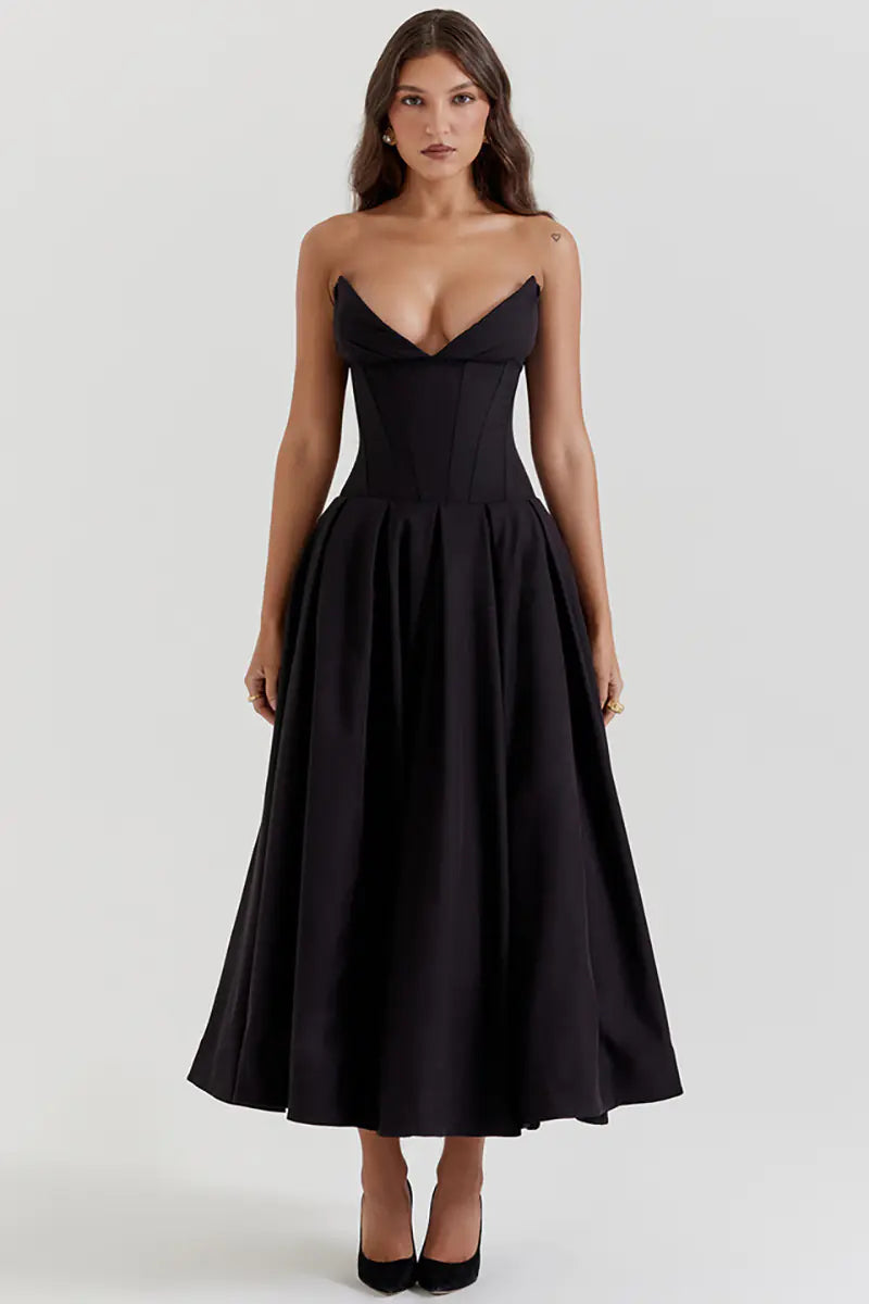 Pleated Midi Dress – Occasion Gown for Weddings & Events