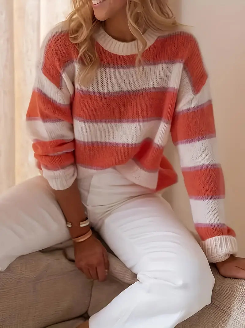 Blush Stripe Jumper – Relaxed Fit, Soft Knit – Casual, Everyday Wear