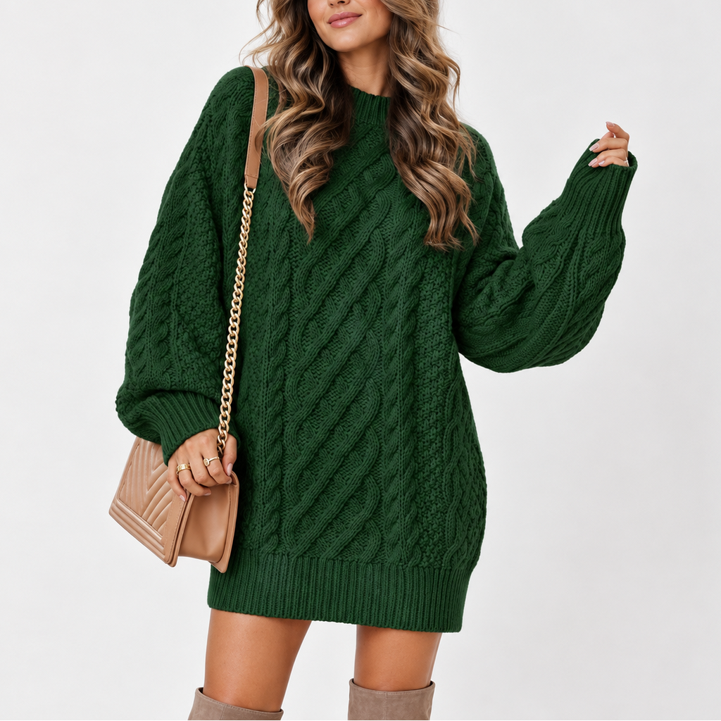 Women's Oversized Cable Knit Jumper – Casual, Everyday Wear