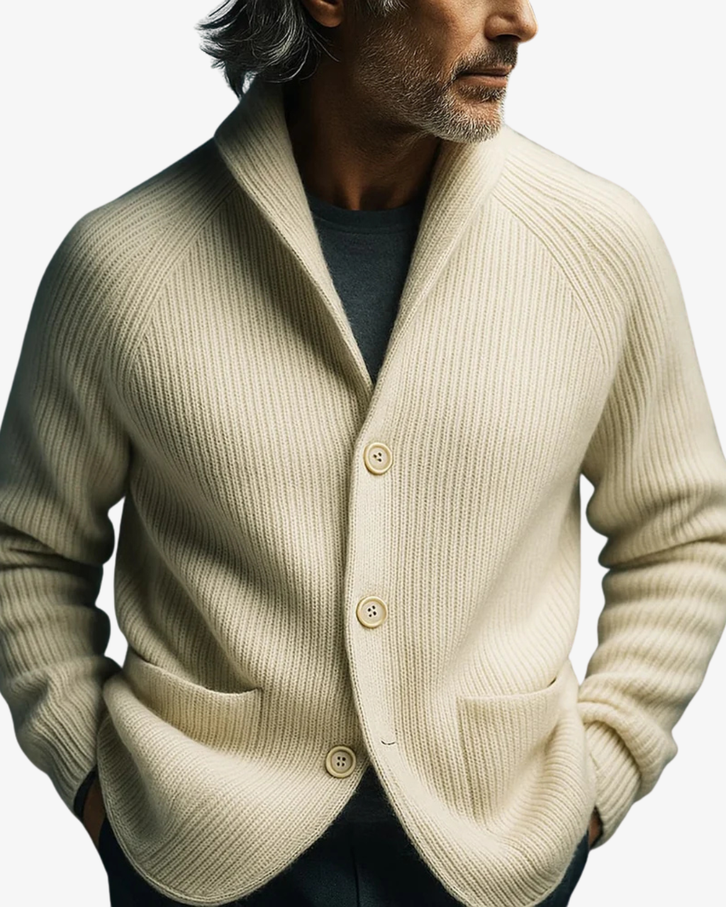 Tailored Knit Cardigan in Dark Grey – Casual Wear, Layering Essentials