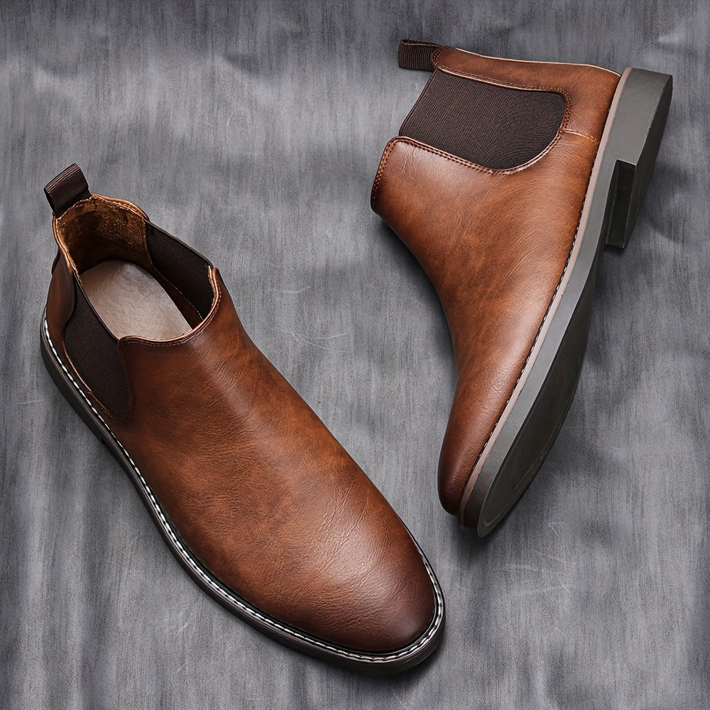 Men's Leather Chelsea Boots with Elastic Gussets – Casual, Everyday Wear