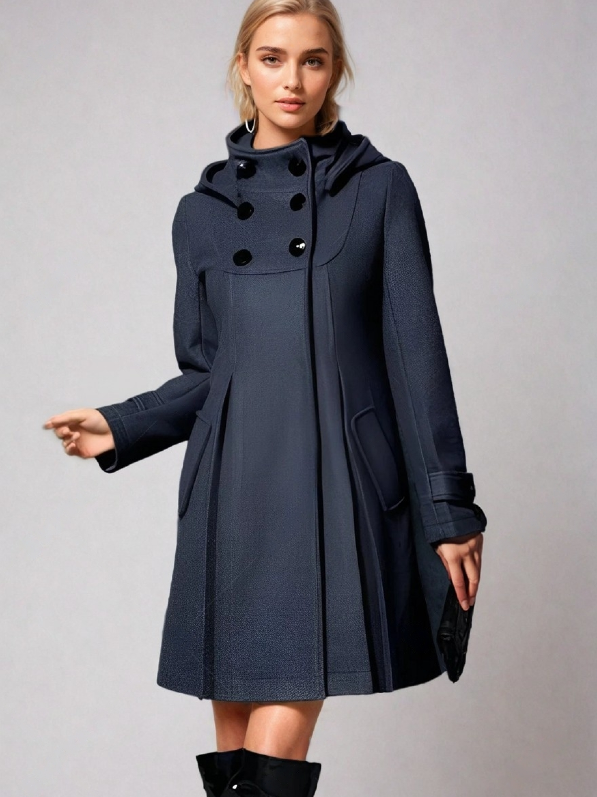 Funnel-Neck Coat in Teal – Stylish Outerwear for Casual and Smart Events