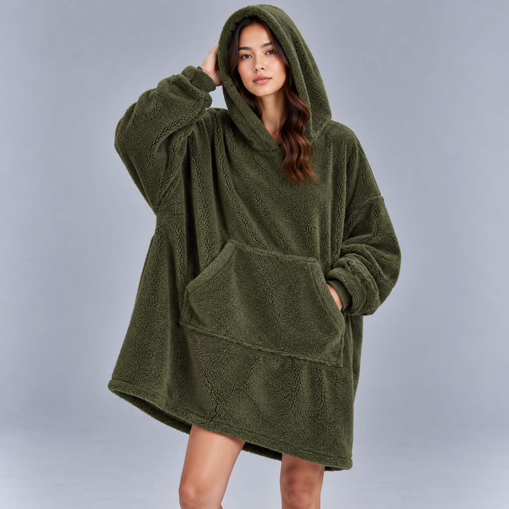 Women's Oversized Fleece Hoodie – Ultra Warm Sherpa Material, Cosy Blanket Sweatshirt – Home, Outdoor