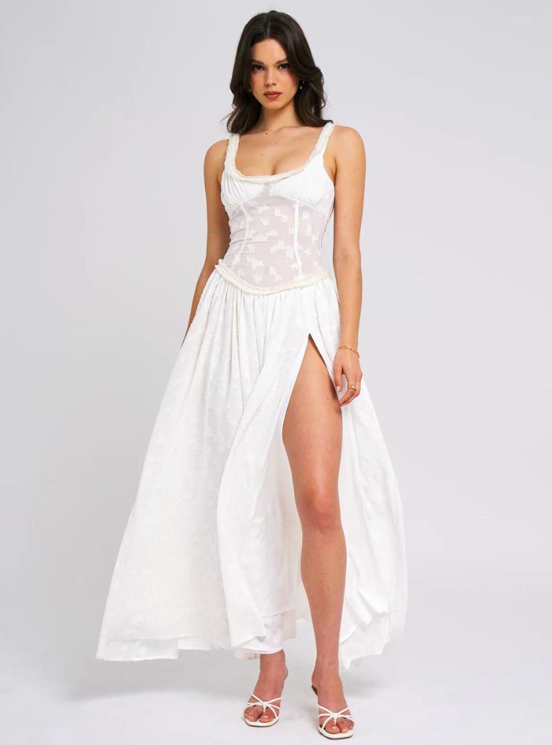 Floral Ruched Maxi Dress – Occasion Gown for Weddings & Events