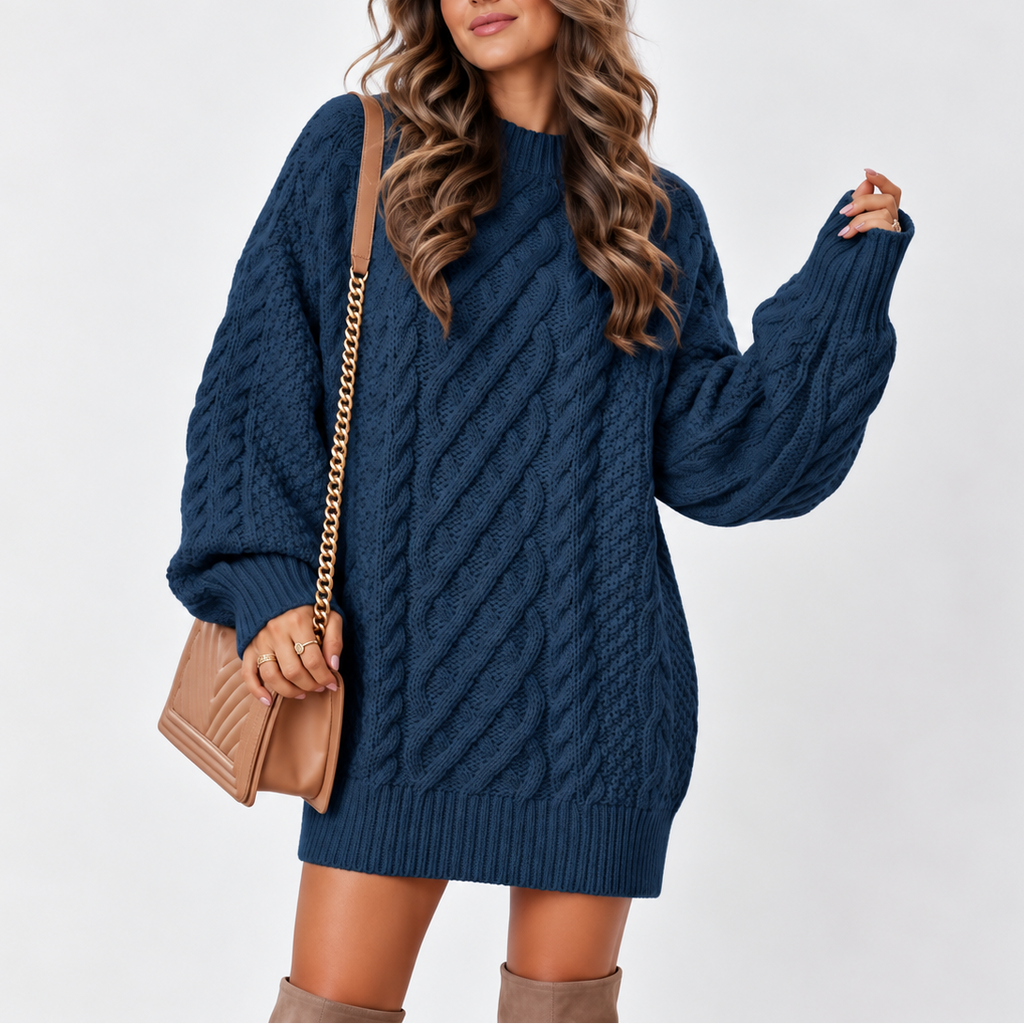 Women's Oversized Cable Knit Jumper – Casual, Everyday Wear