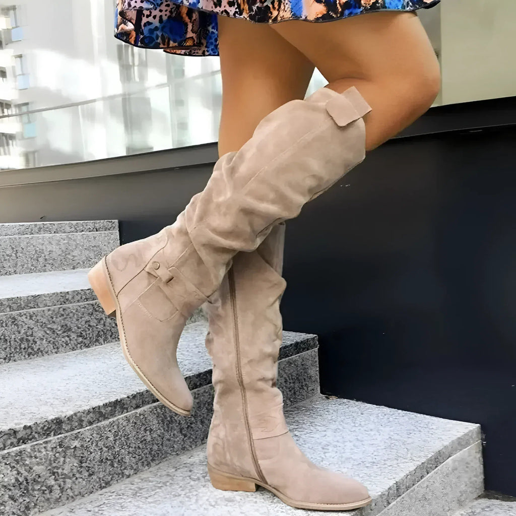Elegant High Boots in Black Suede – Casual Wear, Everyday Comfort