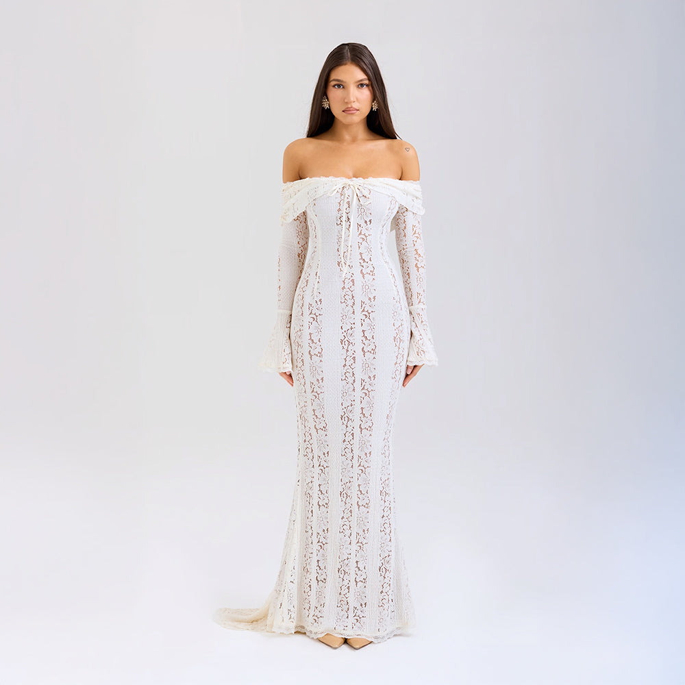 Lace Off-Shoulder Maxi Dress – Occasion Gown for Weddings & Events