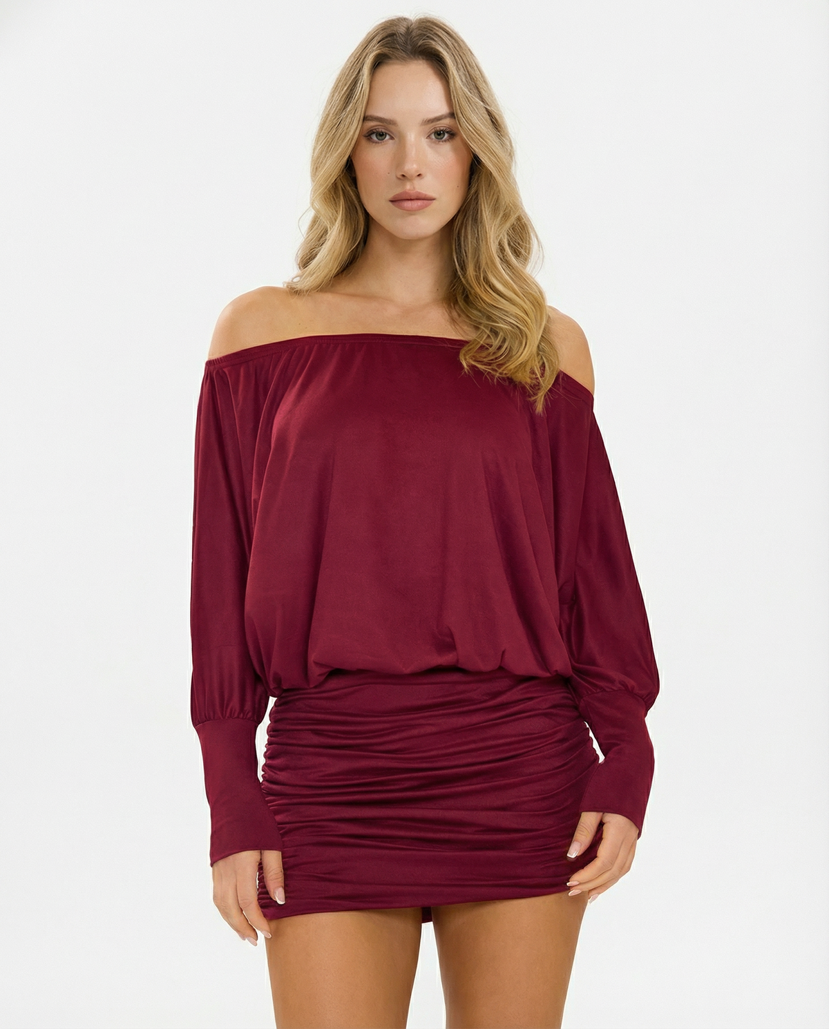 Soft Stretch Ruched Mini Dress Women UK – Draped Top Garden Party Cocktail