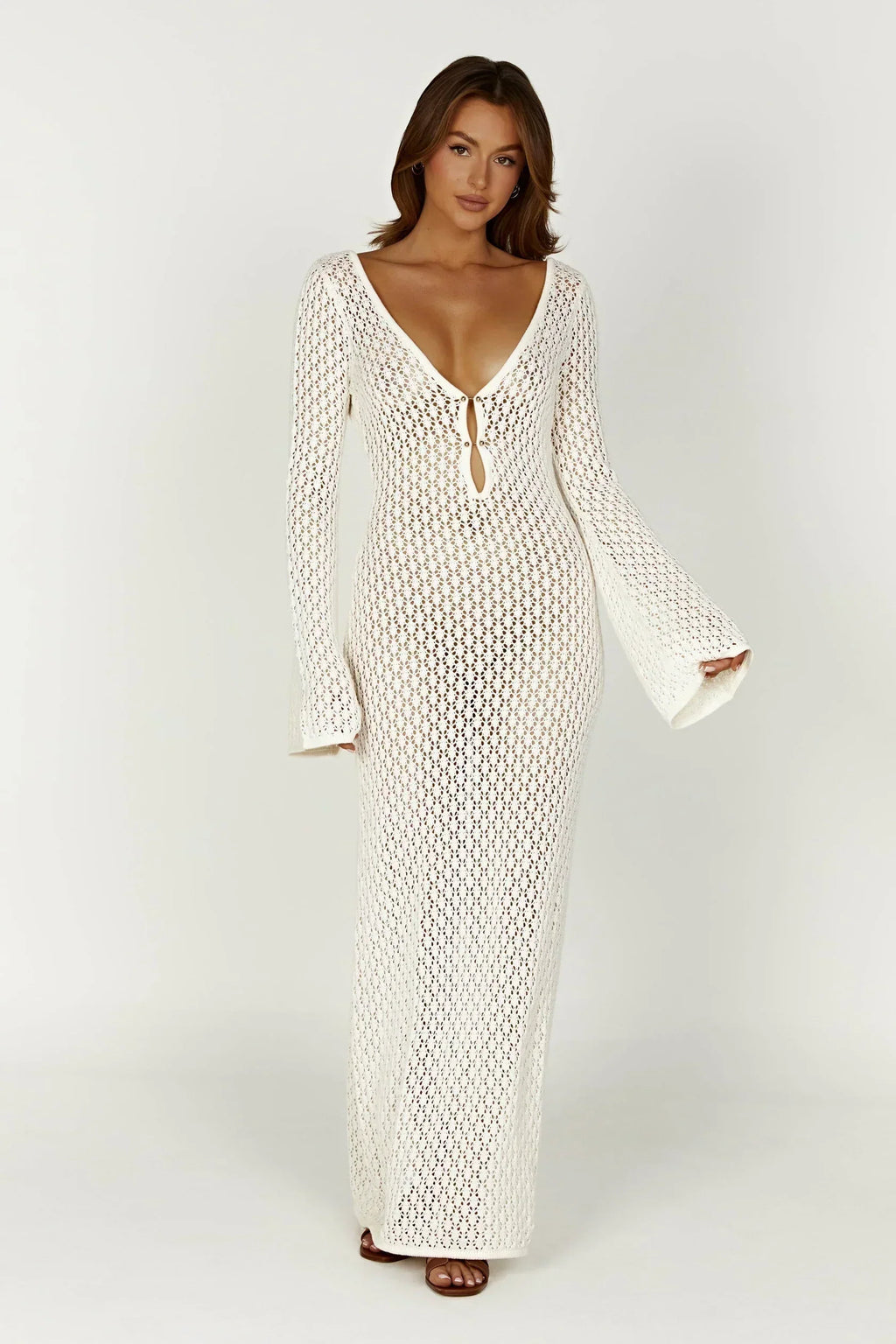 Viscose Maxi Dress – Long Sleeve, Occasion Gown for Weddings & Events