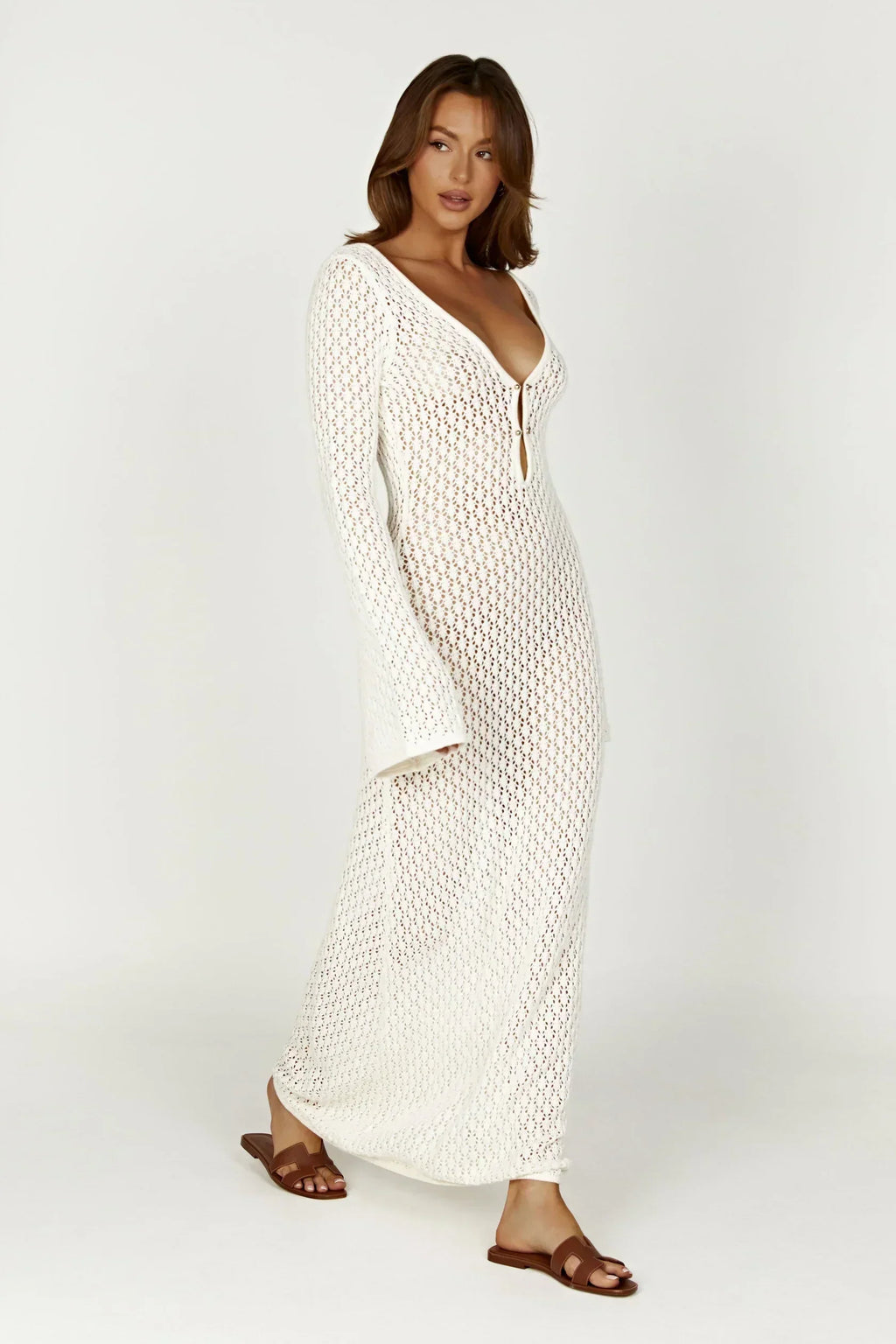 Viscose Maxi Dress – Long Sleeve, Occasion Gown for Weddings & Events