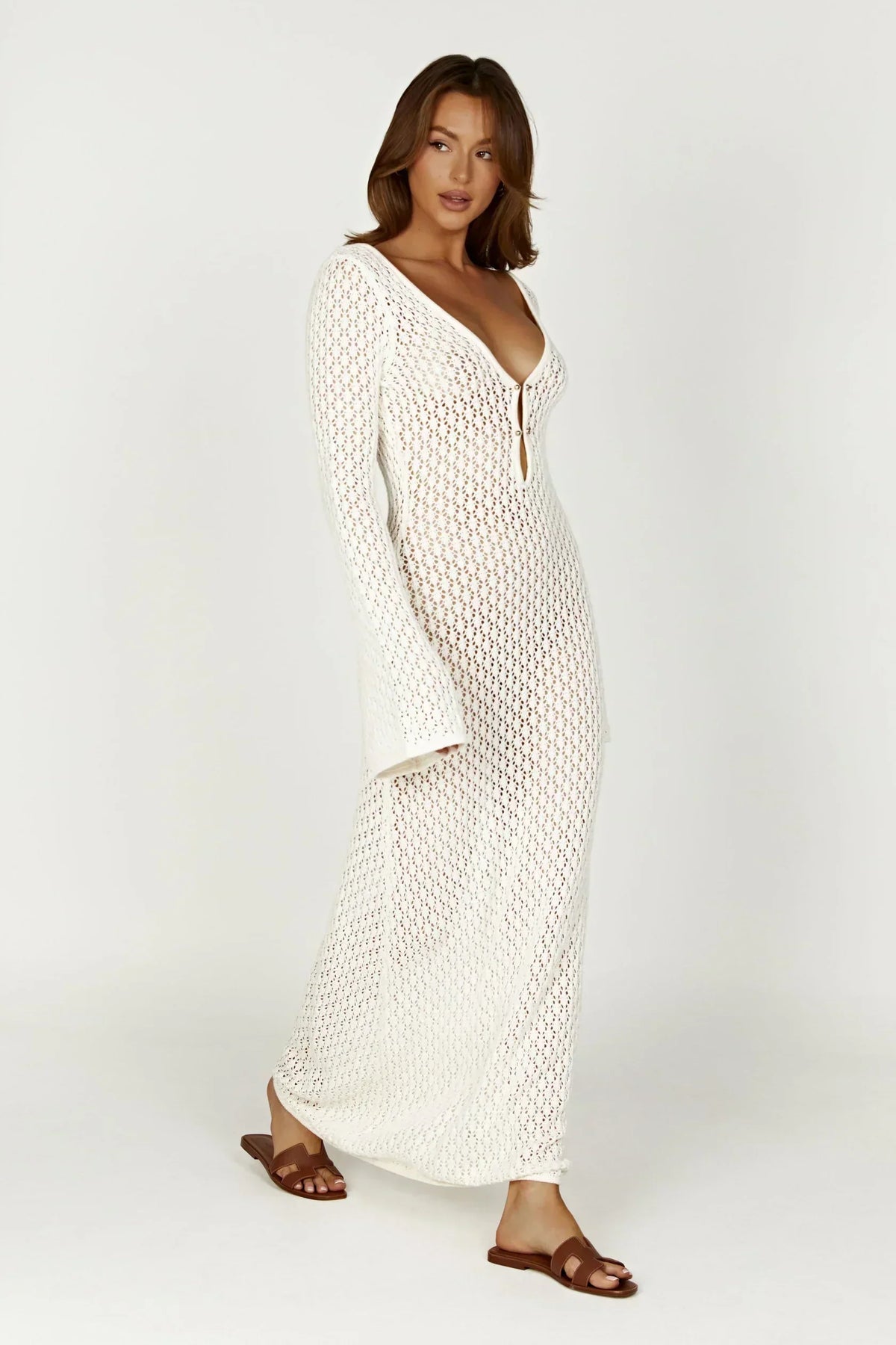 Viscose Maxi Dress – Long Sleeve, Occasion Gown for Weddings & Events