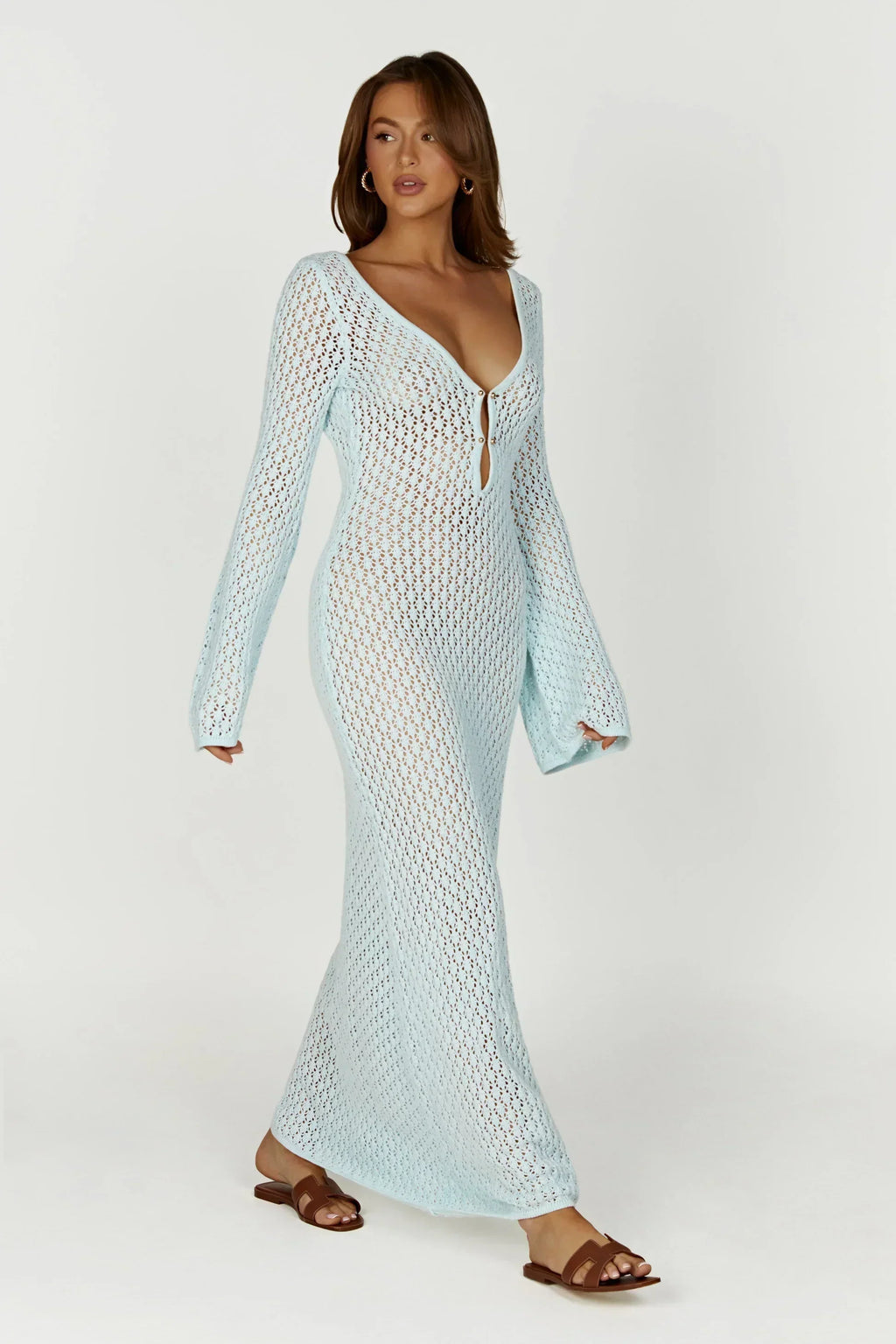 Viscose Maxi Dress – Long Sleeve, Occasion Gown for Weddings & Events