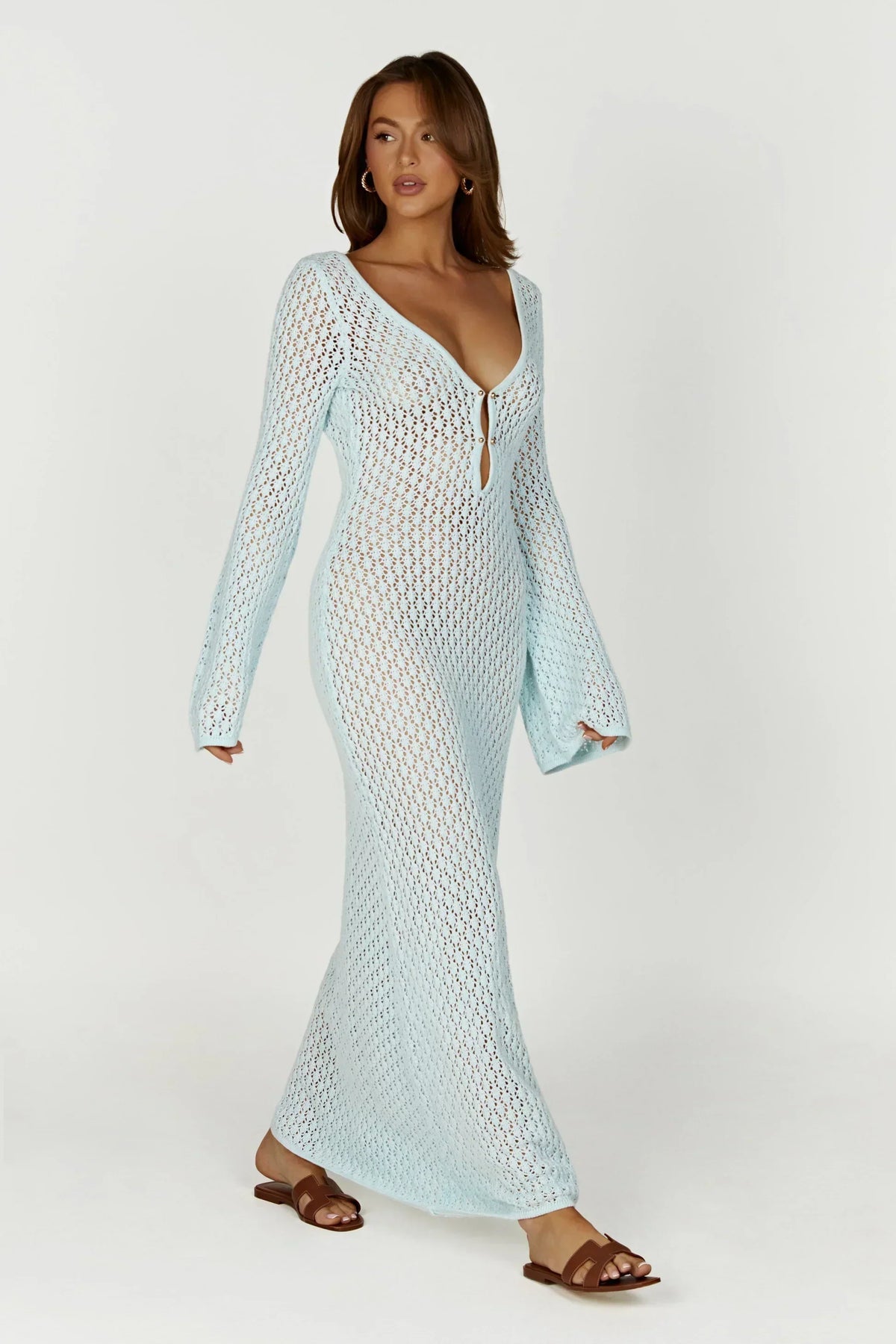 Viscose Maxi Dress – Long Sleeve, Occasion Gown for Weddings & Events