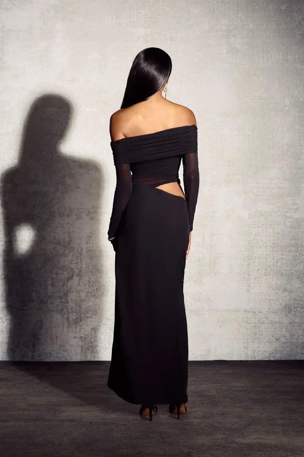 Viscose Off-Shoulder Maxi Dress – Occasion Gown for Weddings & Events