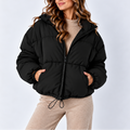 Women's Oversized Puffer Jacket with High Collar and Pockets – Casual, Everyday Wear