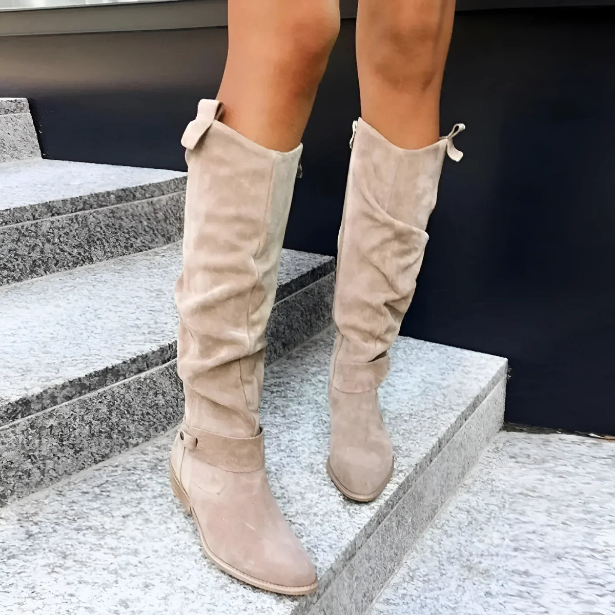 Elegant High Boots in Black Suede – Casual Wear, Everyday Comfort