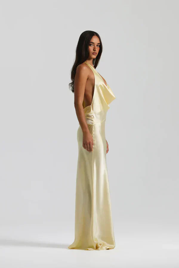 Satin Cowl Maxi Dress – Occasion Gown for Weddings & Events