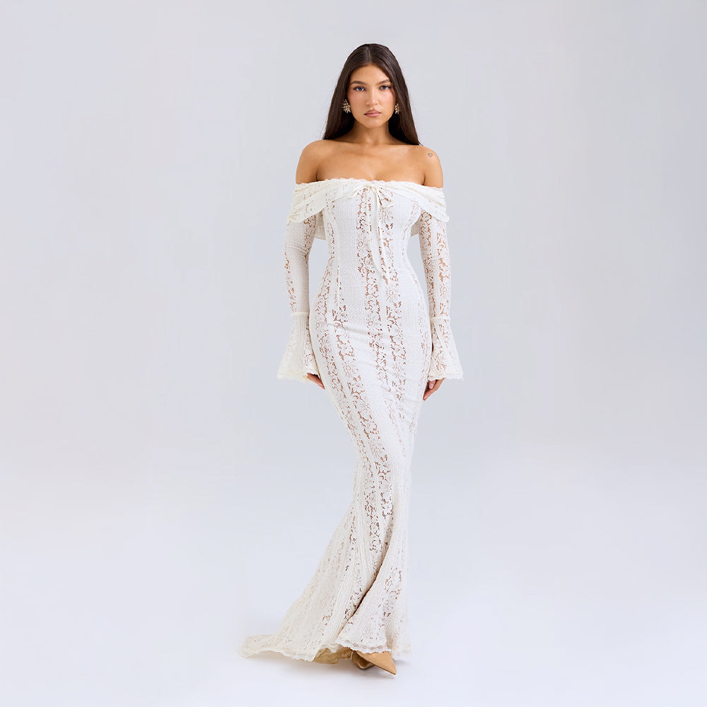 Lace Off-Shoulder Maxi Dress – Occasion Gown for Weddings & Events