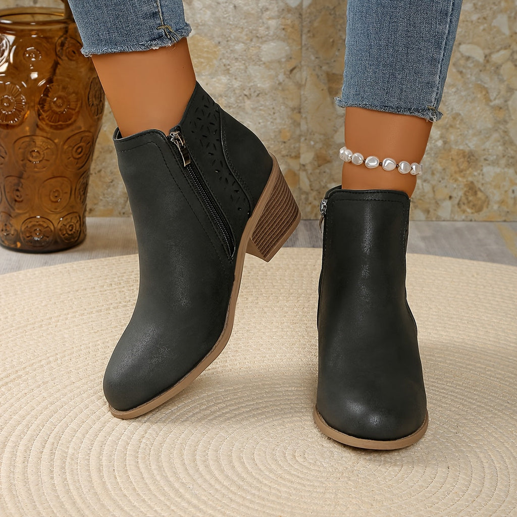 Orthopaedic Boots with Back Zipper and Block Heel – Comfort, Everyday Wear