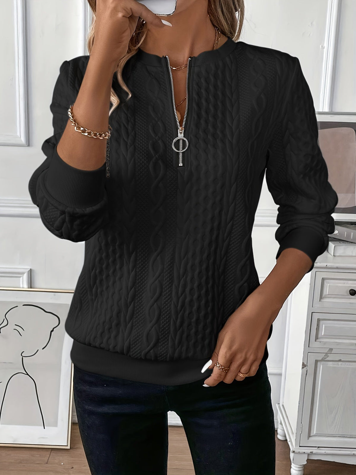 White Cable Knit Jumper – Casual Wear, Everyday Style