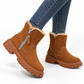Women's Suede Ankle Boots with Fur Lining & Side Zip – Winter Fashion, Casual Wear