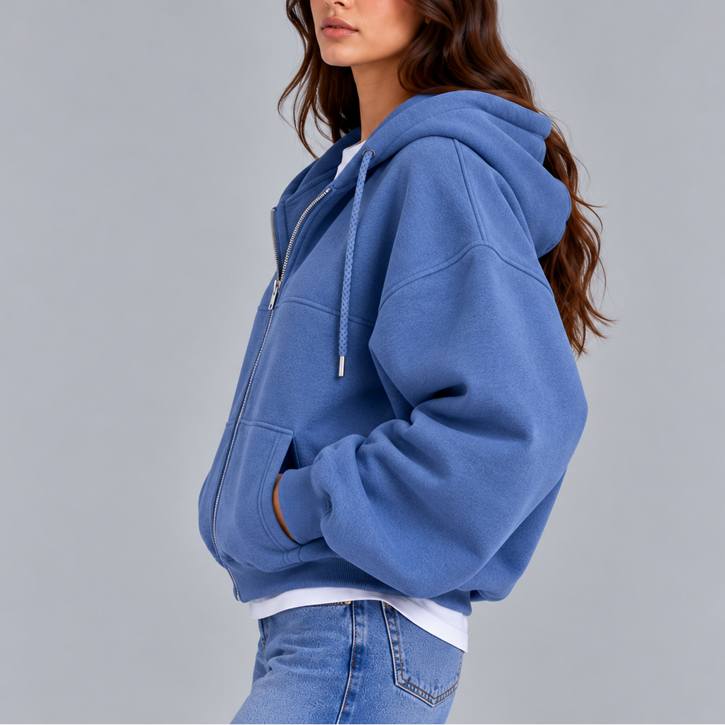 Women's Oversized Zip-Up Hoodie – Casual Relaxed Fit, Perfect for Everyday Wear, Lounging