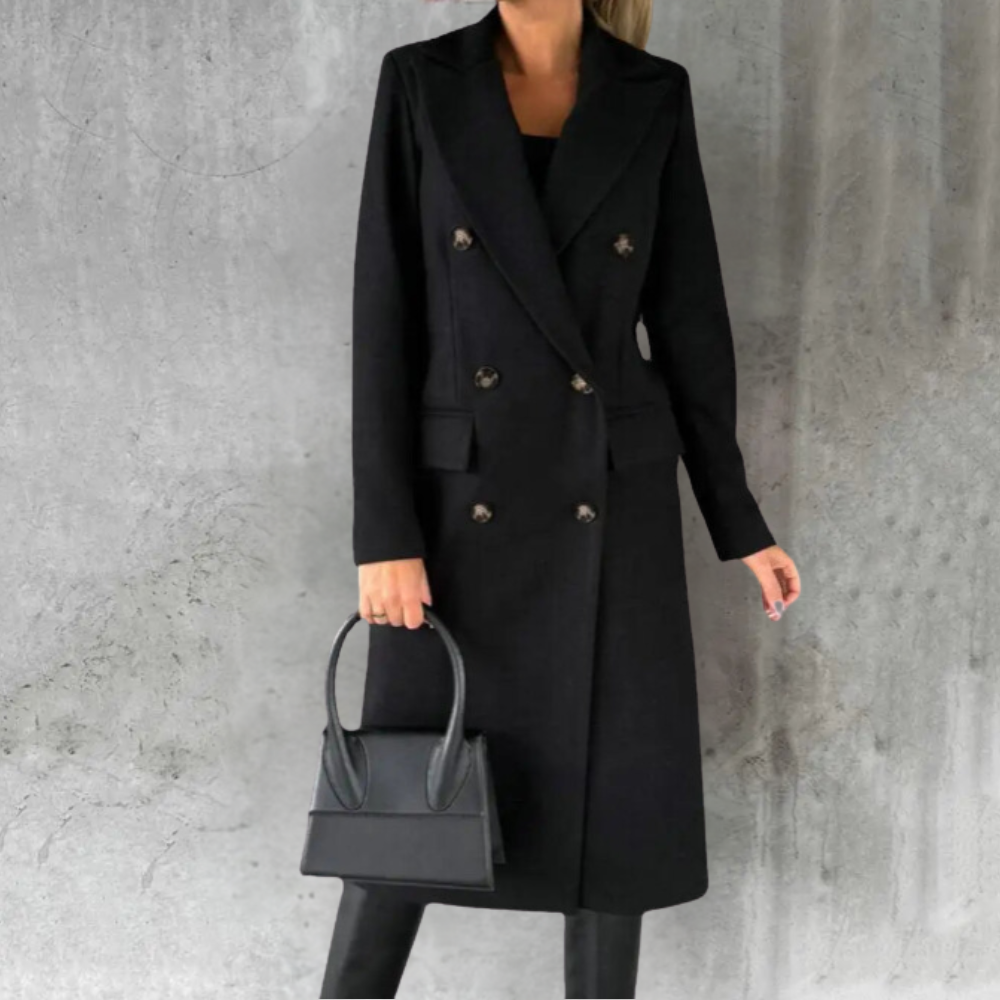 Luxe Wool Trench Coat in Blue or Beige – Office, Casual, Everyday Wear