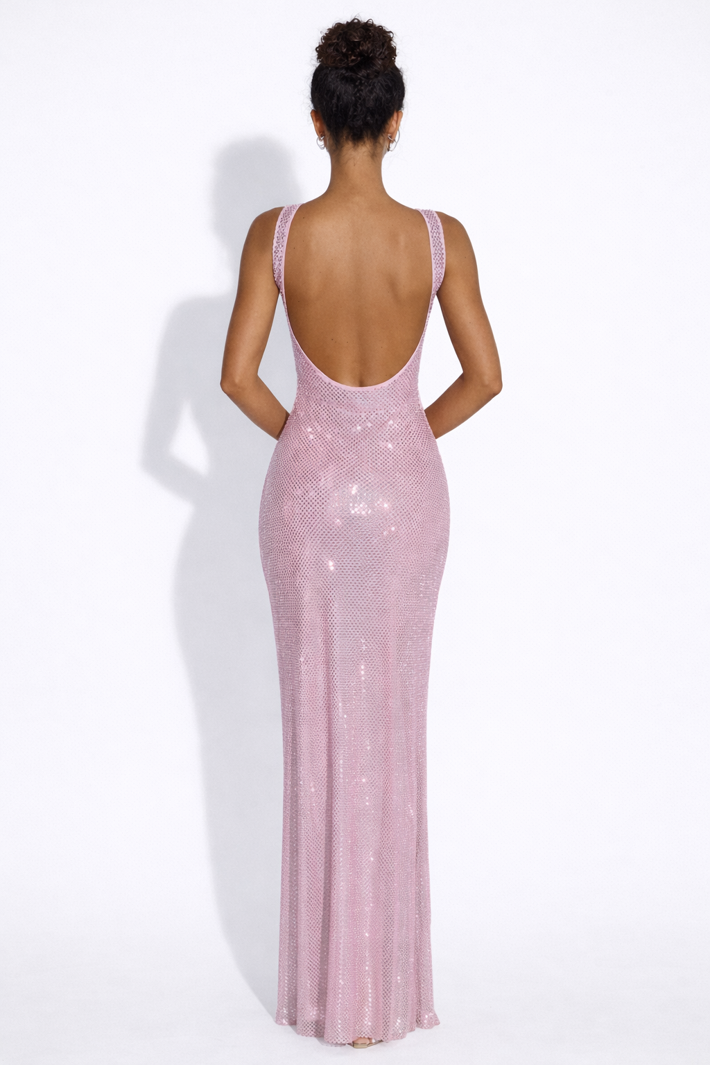 Crystal Mesh Square Neck Maxi Dress Women UK – Evening Gown, Formal Occasion