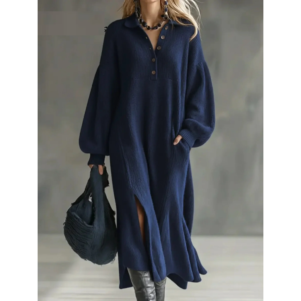 Women's Knitted Jumper Dress with Long Sleeves – Casual, Everyday Wear