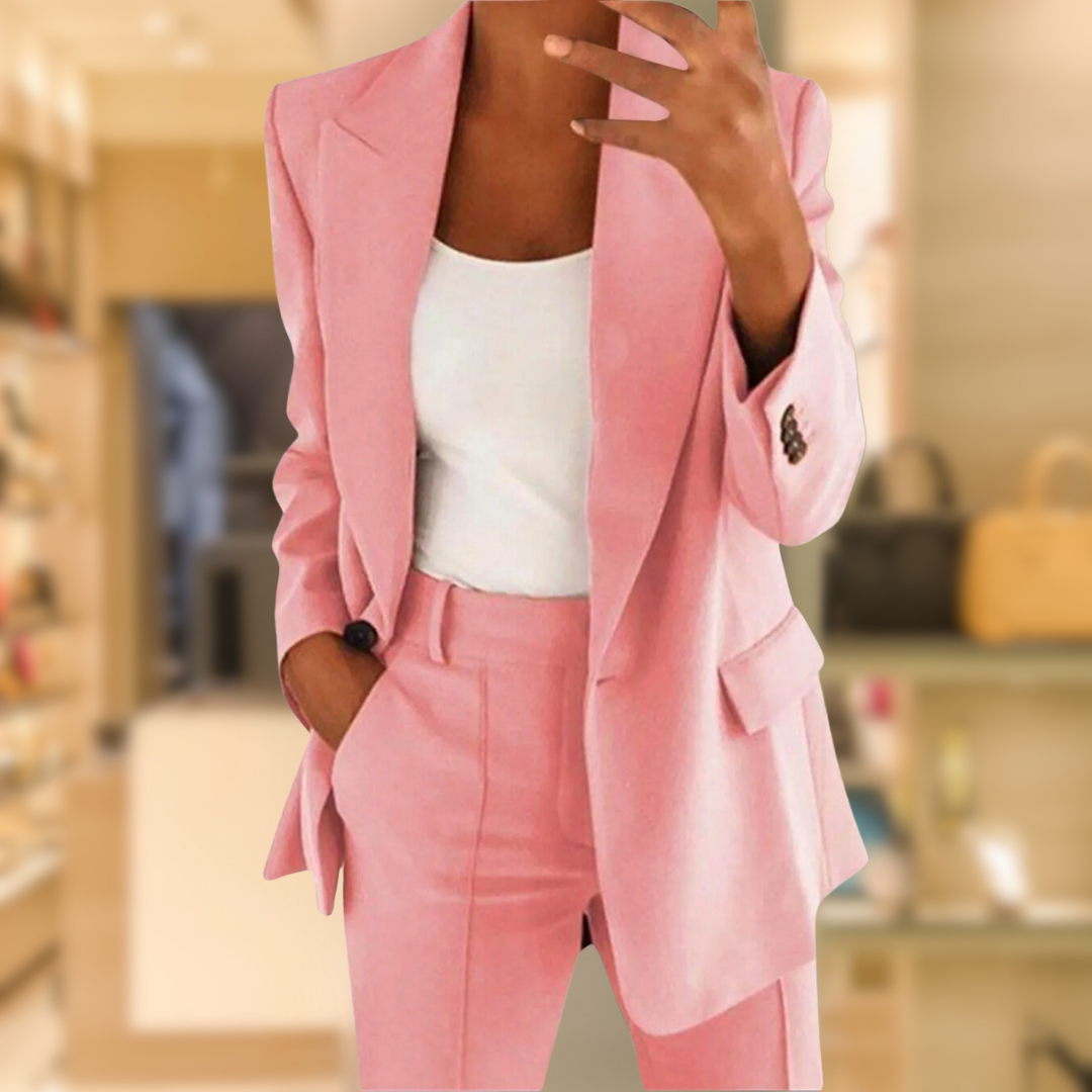 Elegant 2-Piece Suit Set in Black & Grey – Office, Formal Events