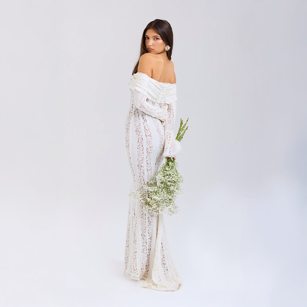 Lace Off-Shoulder Maxi Dress – Occasion Gown for Weddings & Events