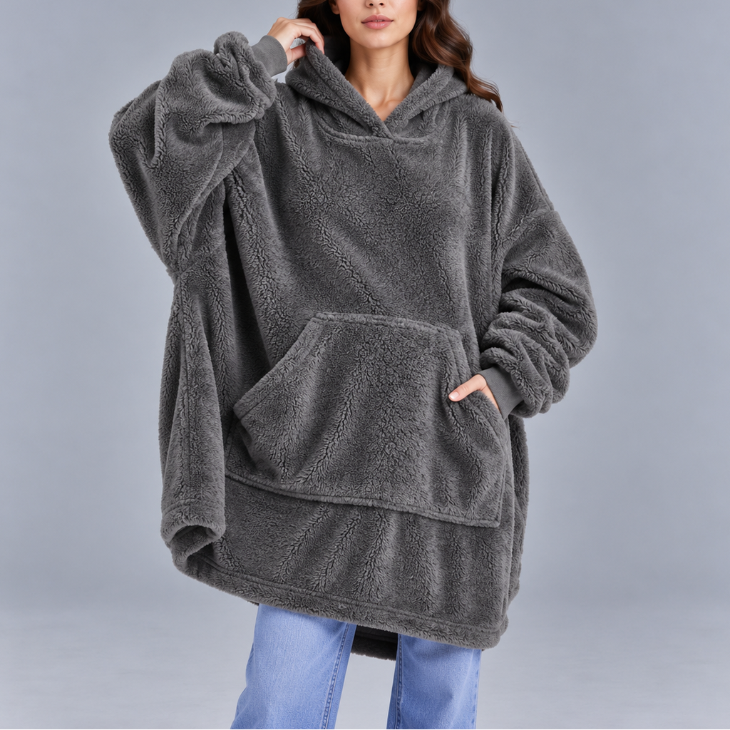 Women's Oversized Fleece Hoodie – Ultra Warm Sherpa Material, Cosy Blanket Sweatshirt – Home, Outdoor