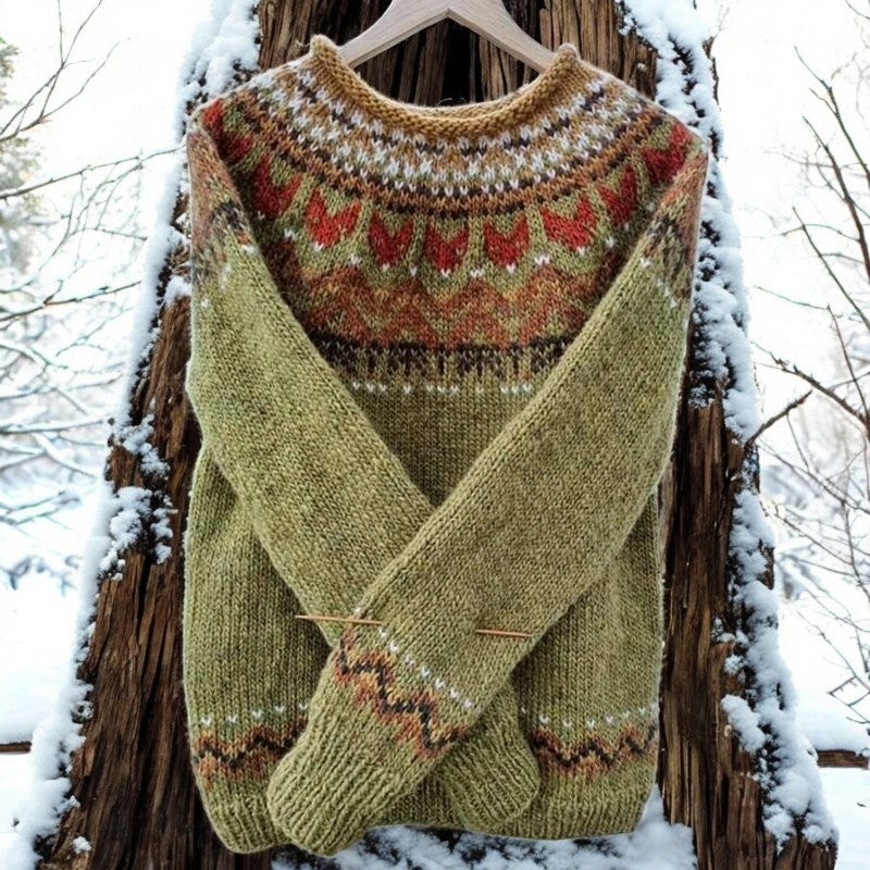 Vintage Jacquard Jumper – Cosy Knitwear for Winter, Casual Wear