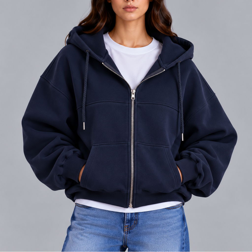 Women's Oversized Zip-Up Hoodie – Casual Relaxed Fit, Perfect for Everyday Wear, Lounging