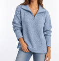 Women's Textured Knit Sweater – Quarter Zip & Relaxed Fit