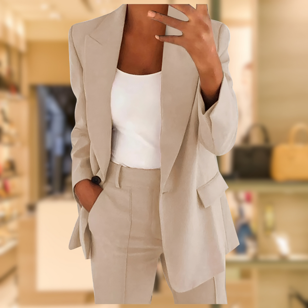 Elegant 2-Piece Suit Set in Black & Grey – Office, Formal Events