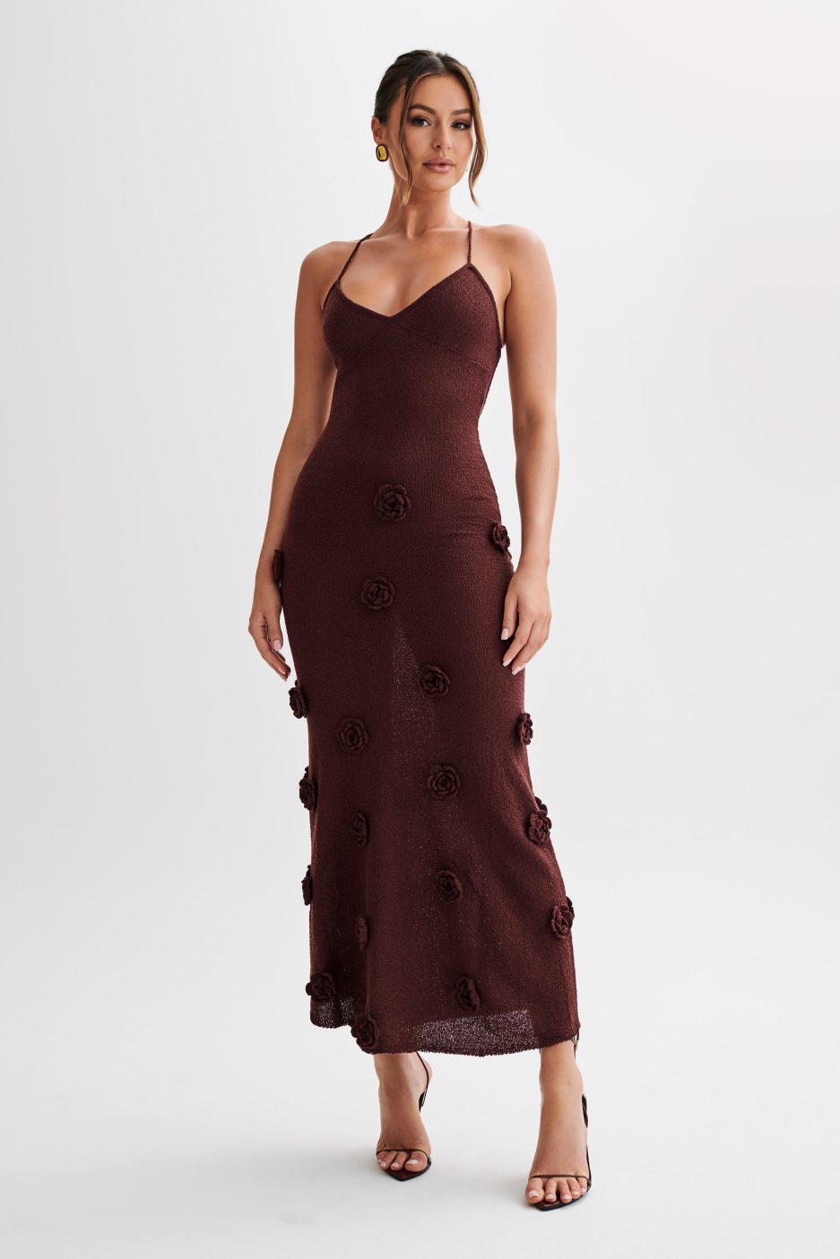 Viscose Floral V-Neck Maxi Dress – Occasion Gown for Weddings & Events