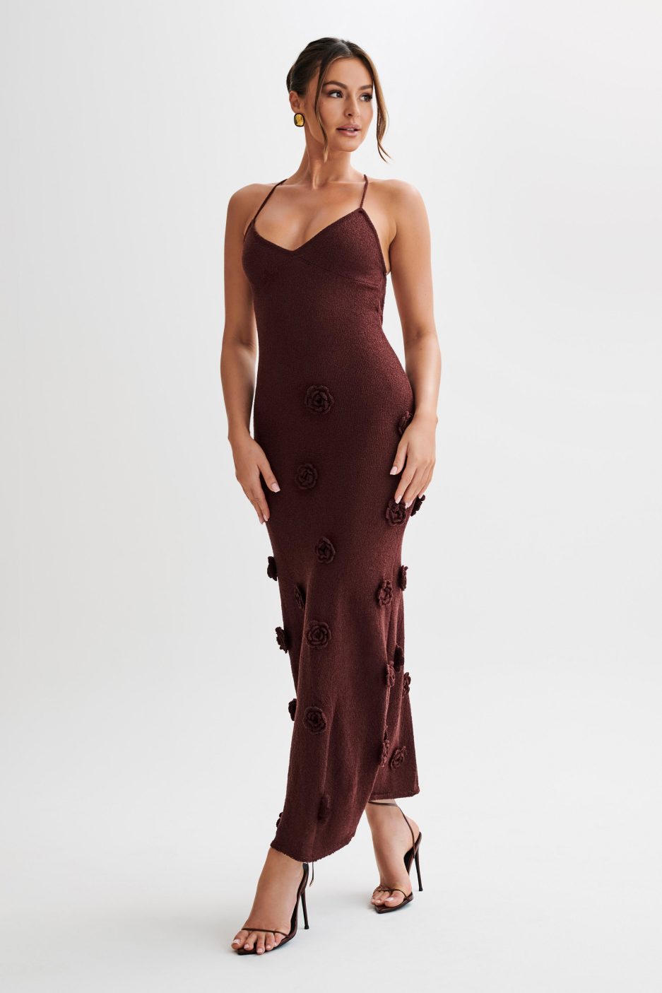 Viscose Floral V-Neck Maxi Dress – Occasion Gown for Weddings & Events