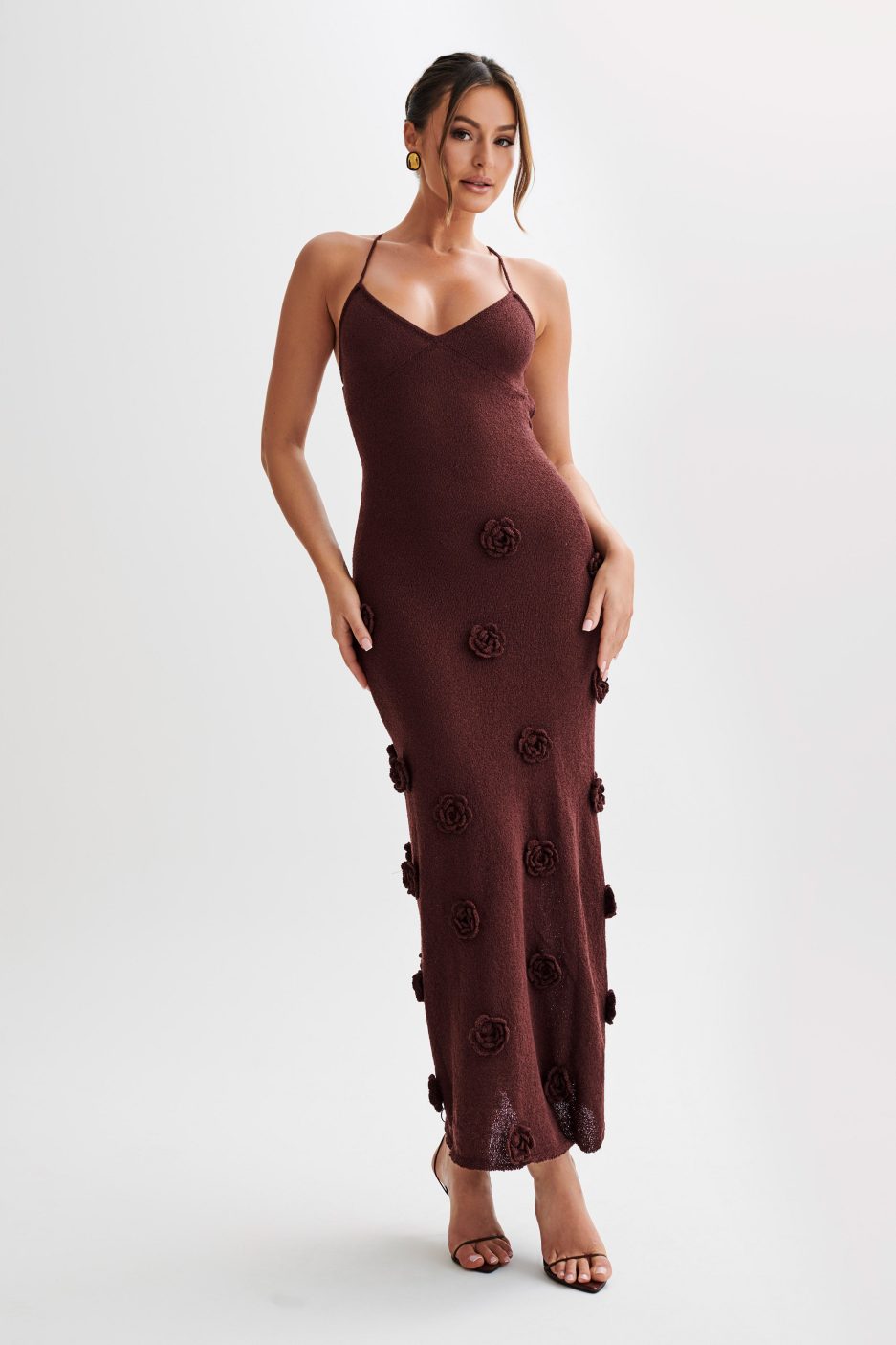 Viscose Floral V-Neck Maxi Dress – Occasion Gown for Weddings & Events