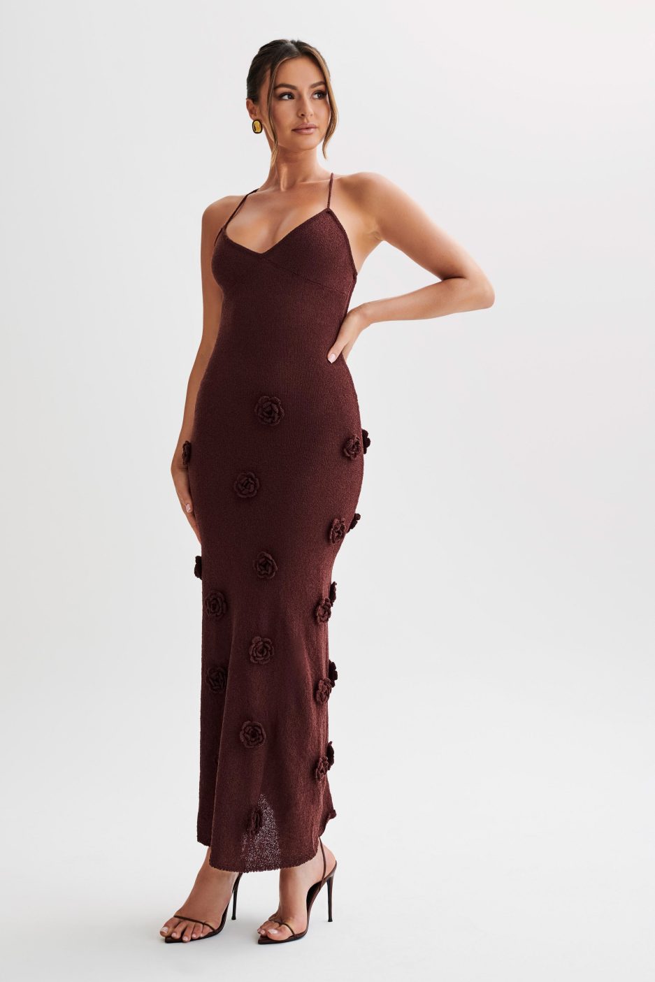 Viscose Floral V-Neck Maxi Dress – Occasion Gown for Weddings & Events