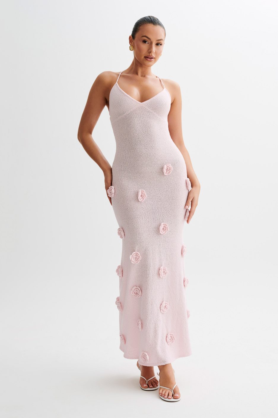Viscose Floral V-Neck Maxi Dress – Occasion Gown for Weddings & Events