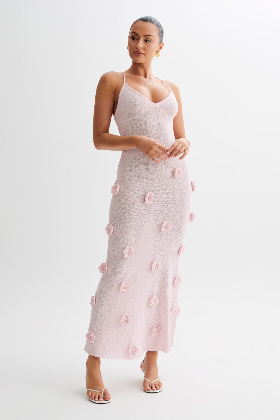 Viscose Floral V-Neck Maxi Dress – Occasion Gown for Weddings & Events