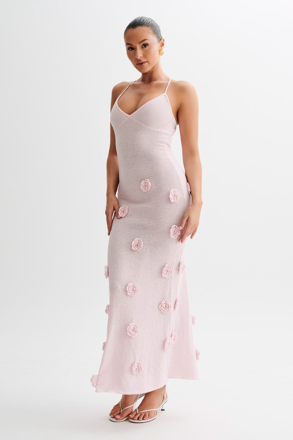 Viscose Floral V-Neck Maxi Dress – Occasion Gown for Weddings & Events