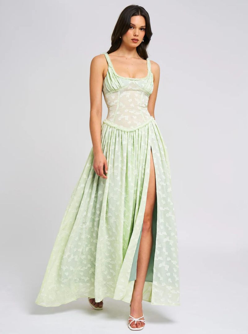 Floral Ruched Maxi Dress – Occasion Gown for Weddings & Events
