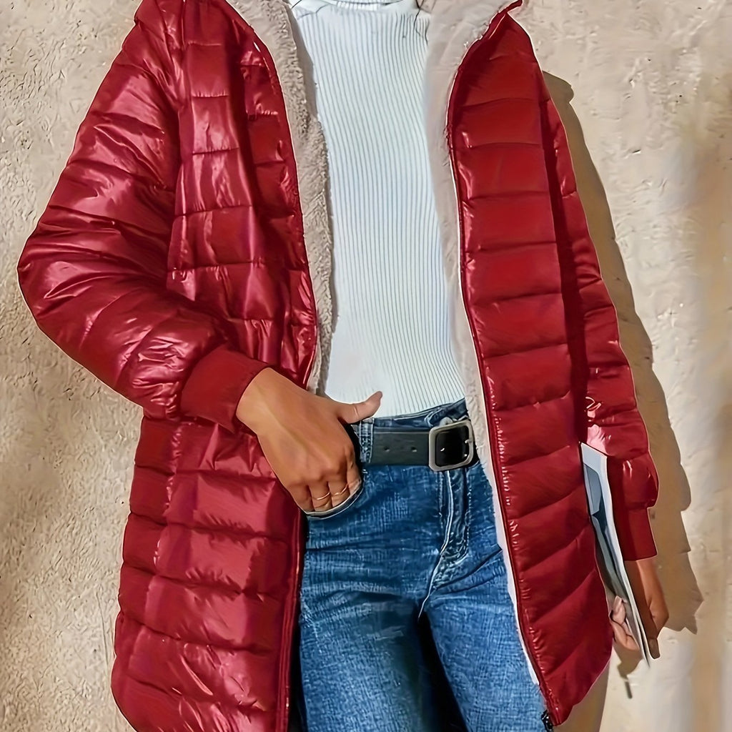 Quilted Longline Coat in Soft Fabric for Stylish Winter Outerwear