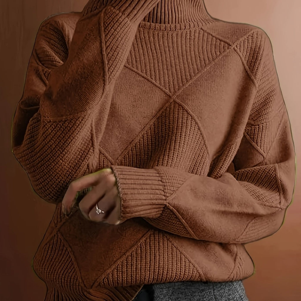 Textured Turtleneck Sweater | Knit Fabric | Casual Wear | Women's Apparel