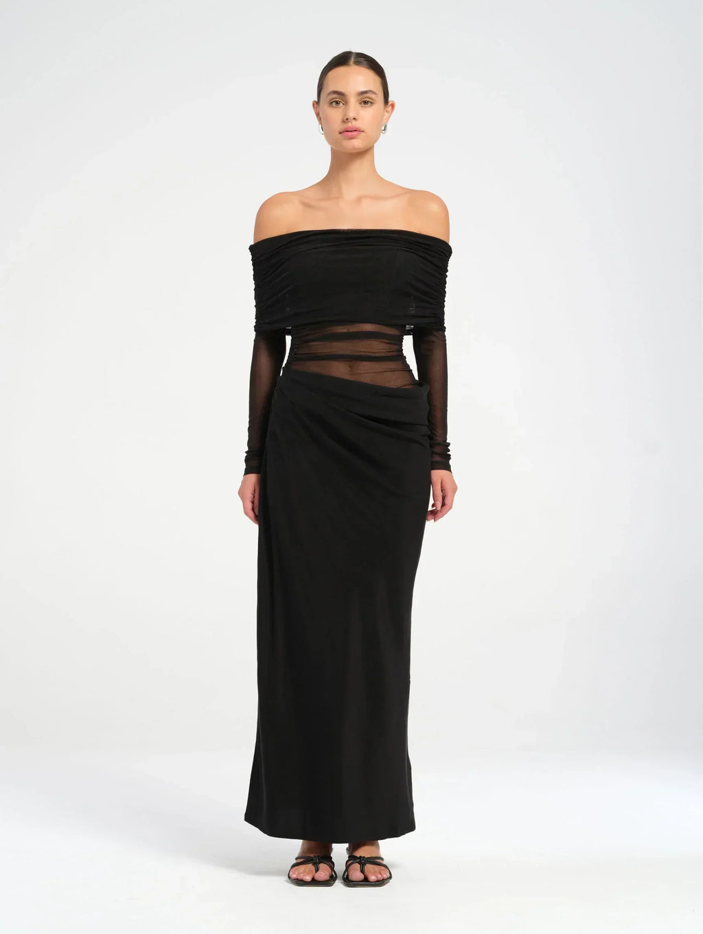 Viscose Off-Shoulder Maxi Dress – Occasion Gown for Weddings & Events