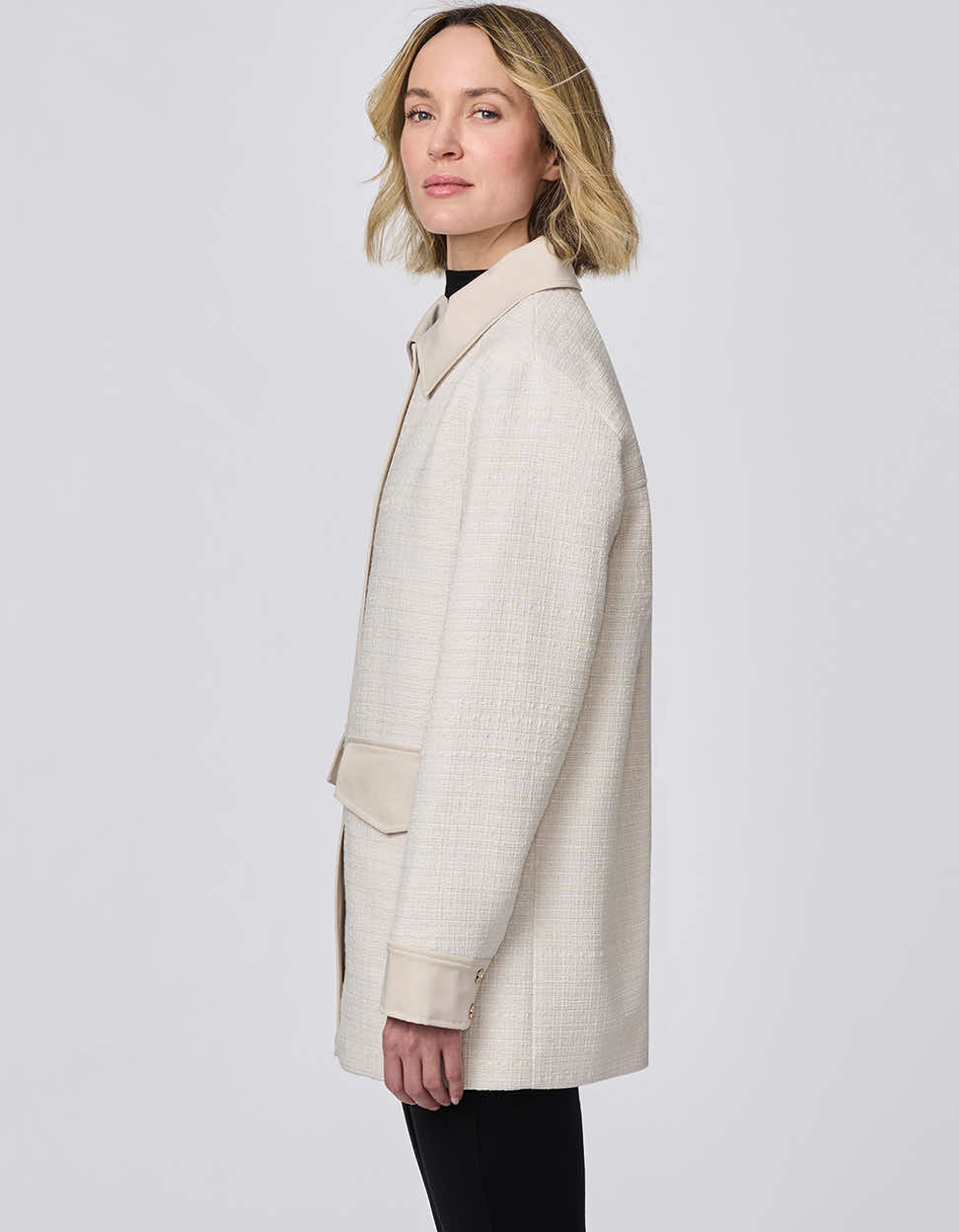 Tweed Shacket in Cream – Casual Layering, Stylish Outerwear