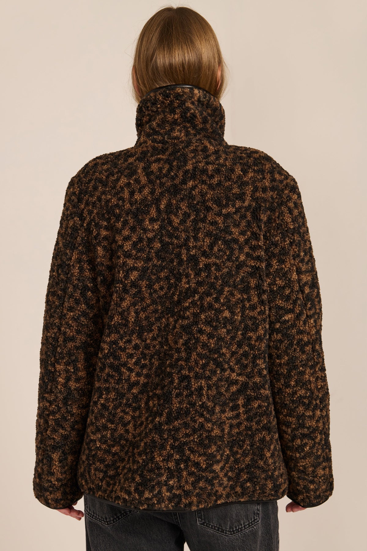 Leopard Fleece Jacket with Toggle Closures – Casual Wear, Winter Layering