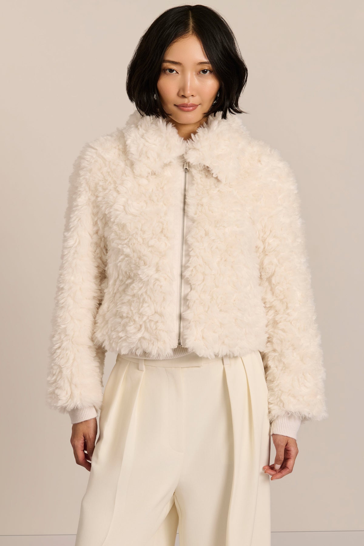 Curly Faux Fur Jacket – Women’s, Cosy, Casual, Everyday Wear, Winter Fashion